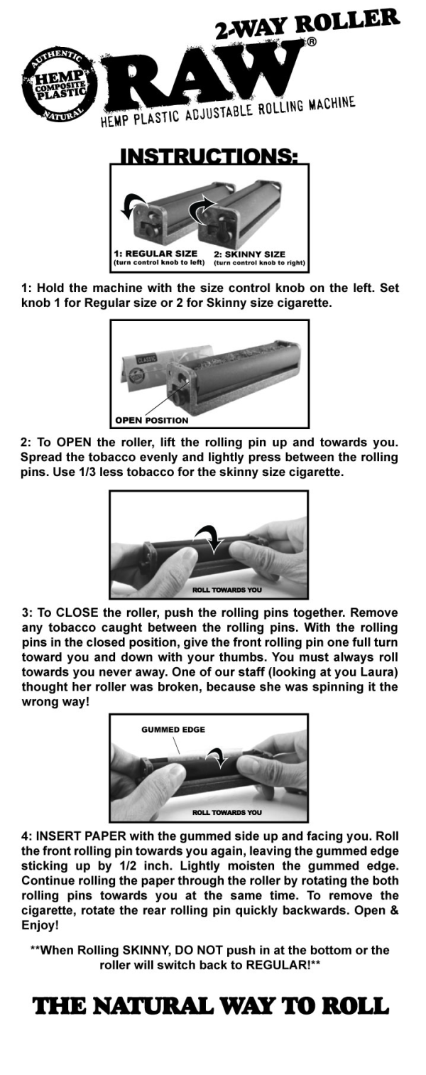 Raw 2-Way Hemp Plastic Roller 79mm (adjustable) - Image 3