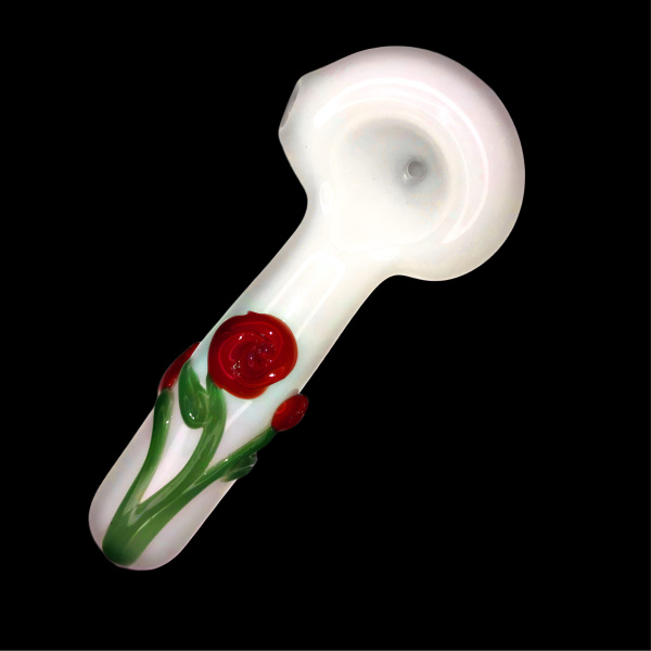 Wildfire Production Hand Pipe White w/ Roses